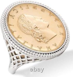 Italian 20 Lira Ring Coin Rope Women 925 Sterling Silver Genuine Italia Size 8.0