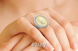 Italian 20 Lira Ring Coin Rope Women 925 Sterling Silver Genuine Italia Size 8.0