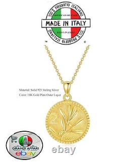 Italian 2 Lira Bee Coin Necklace 18K GP 925 Sterling Silver 20 New