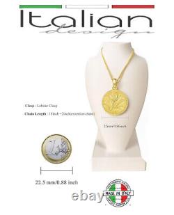 Italian 2 Lira Bee Coin Necklace 18K GP 925 Sterling Silver 20 New
