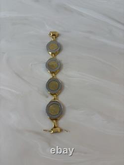 Italian 500 Lira 4 Station Coin Bracelet. Bronzo Italia From QVC. Magnet Clasp