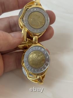 Italian 500 Lira 4 Station Coin Bracelet. Bronzo Italia From QVC. Magnet Clasp