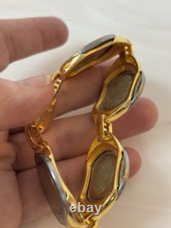 Italian 500 Lira 4 Station Coin Bracelet. Bronzo Italia From QVC. Magnet Clasp