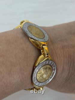 Italian 500 Lira 4 Station Coin Bracelet. Bronzo Italia From QVC. Magnet Clasp