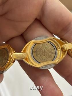 Italian 500 Lira 4 Station Coin Bracelet. Bronzo Italia From QVC. Magnet Clasp