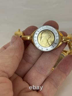 Italian 500 Lira 4 Station Coin Bracelet. Bronzo Italia From QVC. Magnet Clasp
