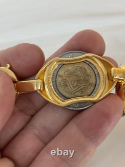 Italian 500 Lira 4 Station Coin Bracelet. Bronzo Italia From QVC. Magnet Clasp