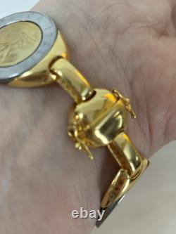 Italian 500 Lira 4 Station Coin Bracelet. Bronzo Italia From QVC. Magnet Clasp