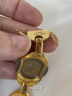 Italian 500 Lira 4 Station Coin Bracelet. Bronzo Italia From QVC. Magnet Clasp