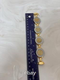 Italian 500 Lira 4 Station Coin Bracelet. Bronzo Italia From QVC. Magnet Clasp