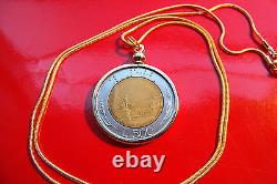 Italian 500 Lire Classic Coin Pendant on a 24 18k Gold Filled Snake Chain