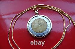 Italian 500 Lire Classic Coin Pendant on a 24 18k Gold Filled Snake Chain