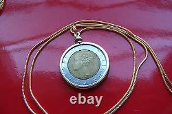 Italian 500 Lire Classic Coin Pendant on a 24 18k Gold Filled Snake Chain