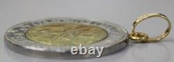 Italian 500 Lire Coin Charm Pendant with 14k Gold Bail