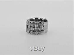 Italian Designer Roberto Coin Appassionata White Gold 3 Row Diamond Ring