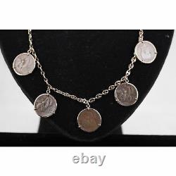 Italian Gold Plated Sterling Silver Ancient Lira Coin Charms Necklace Honey Bee