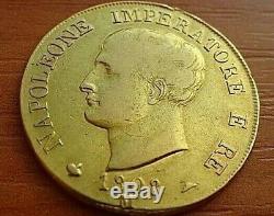 Italien States GOLD 40 Lire 1808 M Napoleon I Bonaparte 1804-1814 Very Rare Coin
