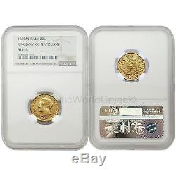Italy 1808M Kingdom of Napoleon 20 Lire Gold NGC AU53