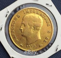 Italy 1810 Kingdom of Napoleon 40 Lira Lire Gold Coin