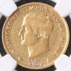 Italy 1810 Kingdom of Napoleon 40 Lira Lire Gold Coin NGC XF 45