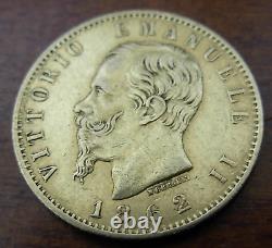 Italy 1862 T BN Gold 20 Lire Vittorio Emanuele II AU