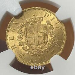 Italy 1863-T BN 10 LIRE Gold Coin NGC MS63