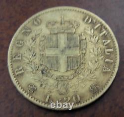 Italy 1864 T BN Gold 20 Lire Vittorio Emanuele II AU