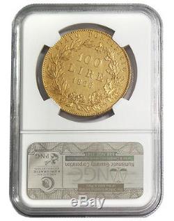Italy 1866 XXIR Papal States Pius IX 100 LIRE KM-1383, Gold coin NGC 62 UNC