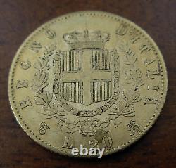 Italy 1867 T BN Gold 20 Lire Vittorio Emanuele II AU