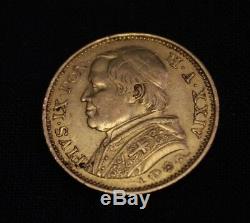 Italy 1869 20 Lire Papal States 1869 XXIVR gold coin KM-1382.4