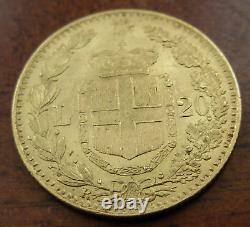 Italy 1881 R Gold 20 Lire Umberto I UNC