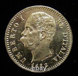 Italy 1882R 20 Lire Gold Umberto I UNC