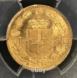 Italy 1882-R BN 20 LIRE Gold Coin PCGS MS63+