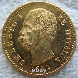 Italy 1882-R Gold 20 Lire