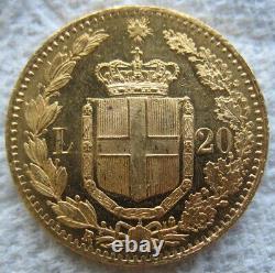 Italy 1882-R Gold 20 Lire