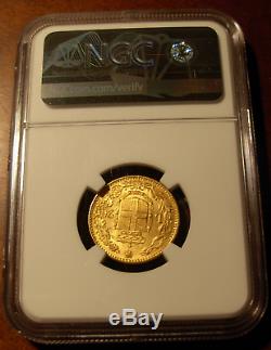 Italy 1882 R Gold 20 Lire NGC MS62 Umberto I