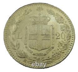 Italy 1882 R Gold 20 Lire Umberto I UNC