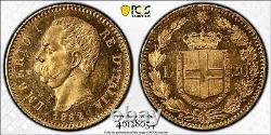 Italy 1882-r 20 Lire Gold Coin Pcgs Ms63 Free Shipping