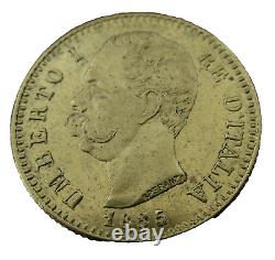 Italy 1885 R Gold 20 Lire Umberto I UNC