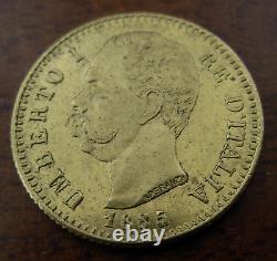 Italy 1885 R Gold 20 Lire Umberto I UNC