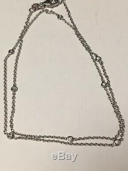 Italy 18K White Gold 8 Diamond Station by Yard Necklace Roberto coin style