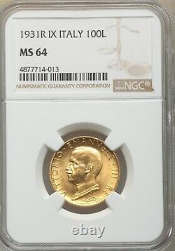 Italy 1931-r Yr. IX 100 Lire Uncirculated Gold Coin, Ngc Certified Ms 64