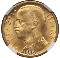 Italy 1931-r Yr. IX 50 Lire Gem Uncirculated Gold Coin, Ngc Certified Ms65
