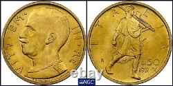 Italy 1931-r Yr. IX 50 Lire Uncirculated Gold Coin, Ngc Certified Ms63