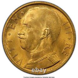 Italy 1931-r Yr. IX 50 Lire Uncirculated Gold Coin, Pcgs Certified Ms64+