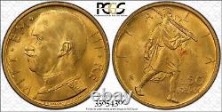 Italy 1931-r Yr. IX 50 Lire Uncirculated Gold Coin, Pcgs Certified Ms64+