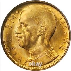Italy 1931-r Yr. X 50 Lire Gem Uncirculated Gold Coin, Ngc Certified Ngc Ms65