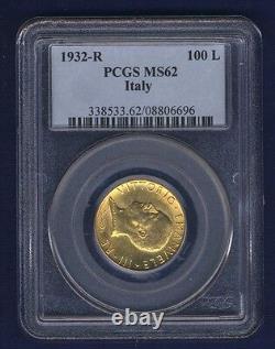 Italy 1932-r Yr. X 100 Lire Uncirculated Gold Coin, Pcgs Certified Ms62