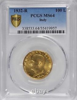 Italy 1932-r Yr. X 100 Lire Uncirculated Gold Coin, Pcgs Certified Ms64