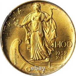 Italy 1932-r Yr. X 100 Lire Uncirculated Gold Coin, Pcgs Certified Ms64